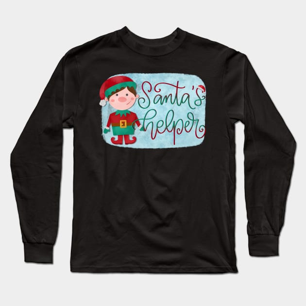 Santa Helper cute elf Long Sleeve T-Shirt by PrintAmor